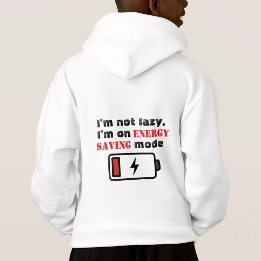 Funny "Energy Saving Mode" Kids Hoodie | Cute Lazy (Achterkant)