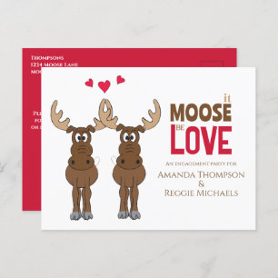 Funny Engagement Party Moose QR Code Facebook Briefkaart