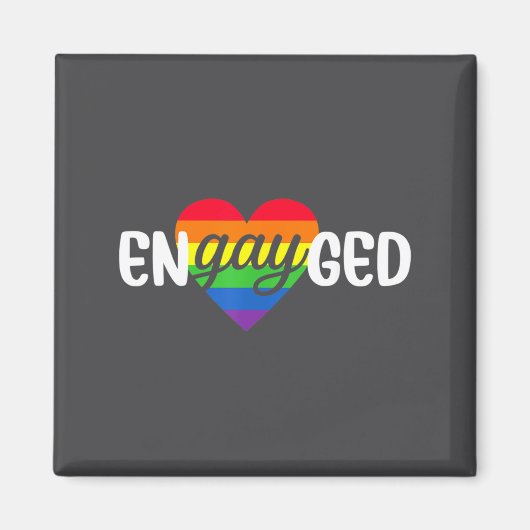 Funny Engayged Gay Couple Engagement Party Rainbow Magneet (Voorkant)