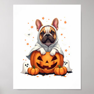 Funny Engelse Bulldog Geest Boo Halloween Dames M Poster