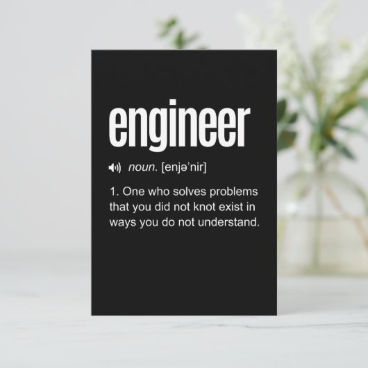 Funny Engineer Definition RSVP Kaartje (Staand voorkant)