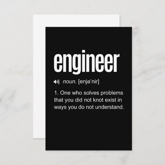 Funny Engineer Definition RSVP Kaartje (Voorkant / Achterkant)