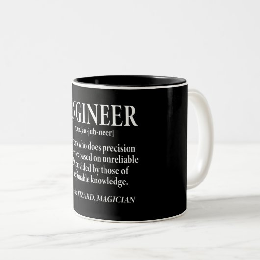 Funny Engineer Definition Two-Tone koffie Mok (Voorkant rechts)