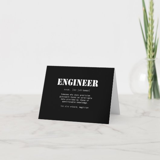 Funny Engineer Dictionary Definition Bedankkaart (Voorkant)