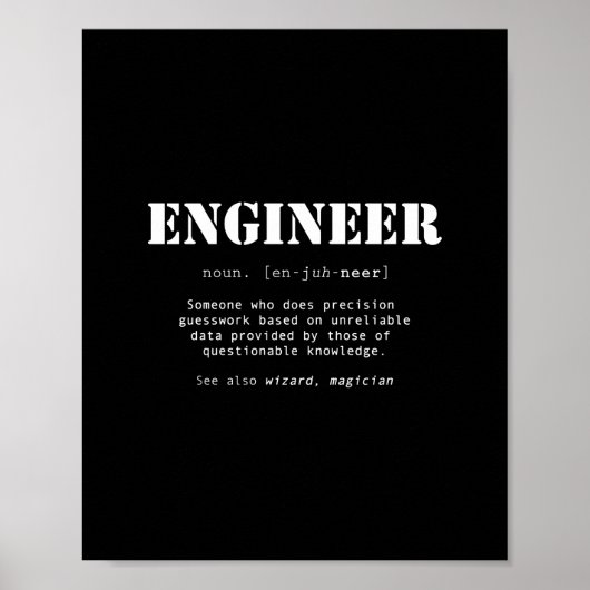 Funny Engineer Dictionary Definition Poster (Voorkant)