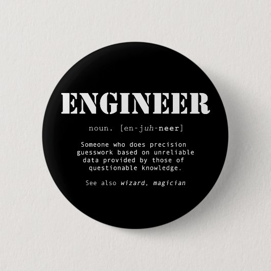 Funny Engineer Dictionary Definition Ronde Button 5,7 Cm (Voorkant)