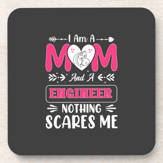 Funny Engineer mama, Engineer mama Bier Onderzetter (Voorkant)