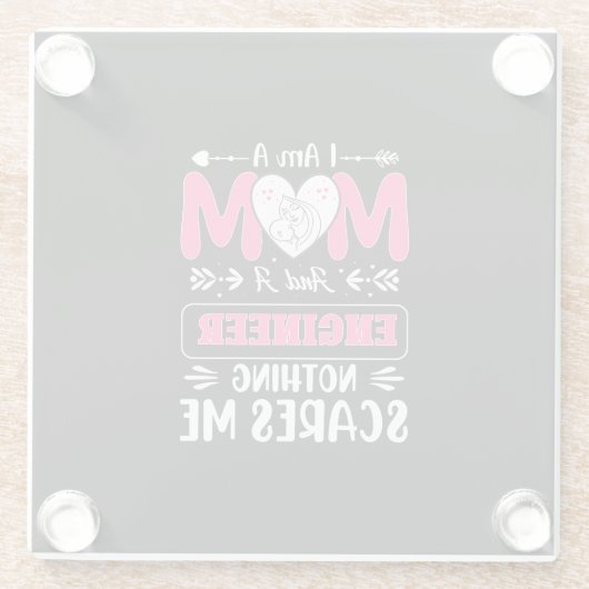 Funny Engineer mama, Engineer mama Glazen Onderzetter (Achterkant)