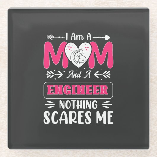 Funny Engineer mama, Engineer mama Glazen Onderzetter (Voorkant)