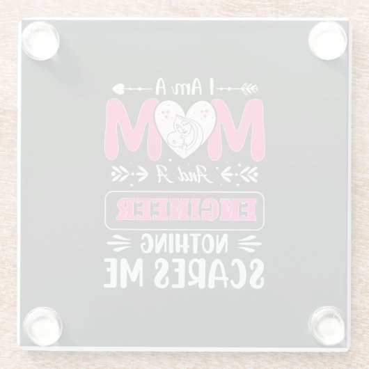 Funny Engineer mama, Engineer mama Glazen Onderzetter (Achterkant)
