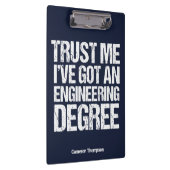 Funny Engineering Afstuderen Custom Engineer Blue Klembord (Rechts)