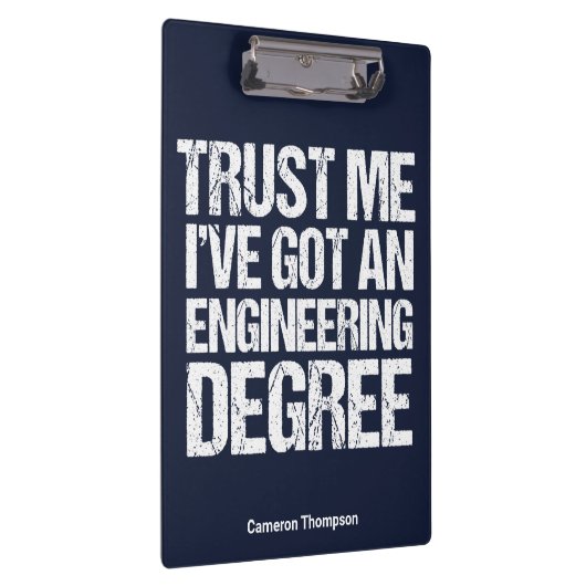 Funny Engineering Afstuderen Custom Engineer Blue Klembord (Rechts)