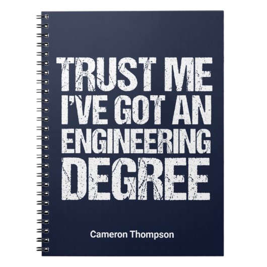 Funny Engineering Afstuderen Custom Engineer Blue Notitieboek (Voorkant)