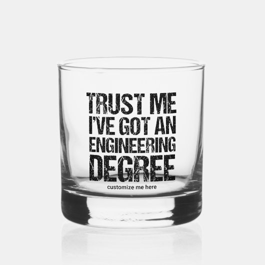 Funny Engineering Afstuderen Custom Engineer Whisky Glas (Voorkant)