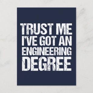 Funny Engineering Afstuderen Engineer Degree Blue Briefkaart