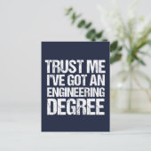 Funny Engineering Afstuderen Engineer Degree Blue Briefkaart (Staand voorkant)