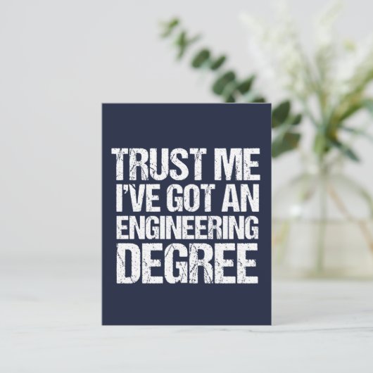 Funny Engineering Afstuderen Engineer Degree Blue Briefkaart (Staand voorkant)