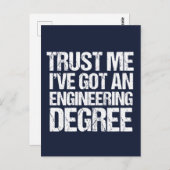 Funny Engineering Afstuderen Engineer Degree Blue Briefkaart (Voorkant / Achterkant)