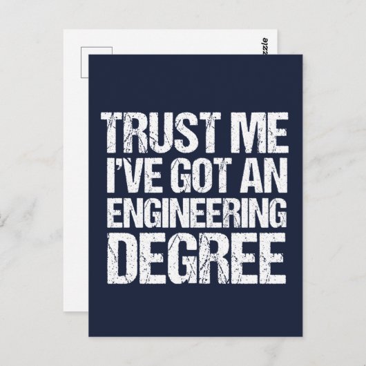 Funny Engineering Afstuderen Engineer Degree Blue Briefkaart (Voorkant / Achterkant)