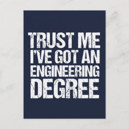 Funny Engineering Afstuderen Engineer Degree Blue Briefkaart