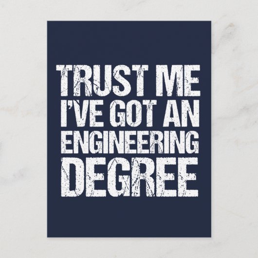 Funny Engineering Afstuderen Engineer Degree Blue Briefkaart (Voorkant)