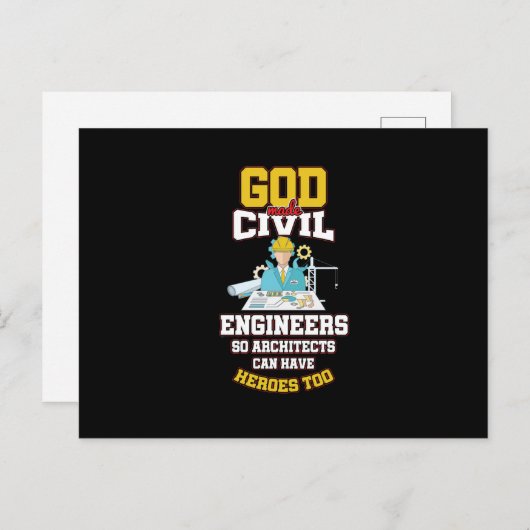 Funny Engineering Heroes God Made Civil Engineers Feestdagenkaart (Voorkant / Achterkant)