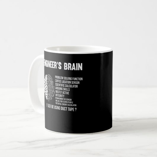 Funny Engineering Humor Brain Engineer Joke Koffiemok (Voorkant links)