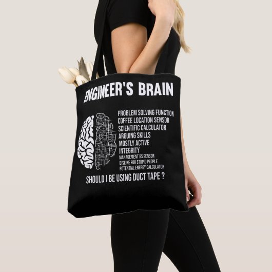 Funny Engineering Humor Brain Engineer Joke Tote Bag (Dichtbij)