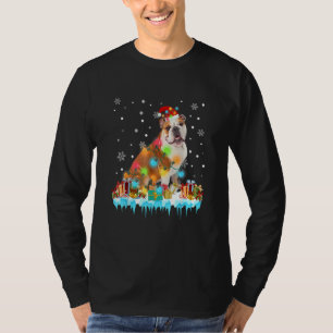 Funny English Bulldog Dog Tree kerstlampjes Xm T-shirt
