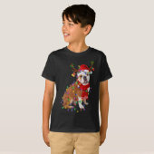 Funny English Bulldog Dog Tree kerstlampjes Xm T-shirt (Voorkant volledig)