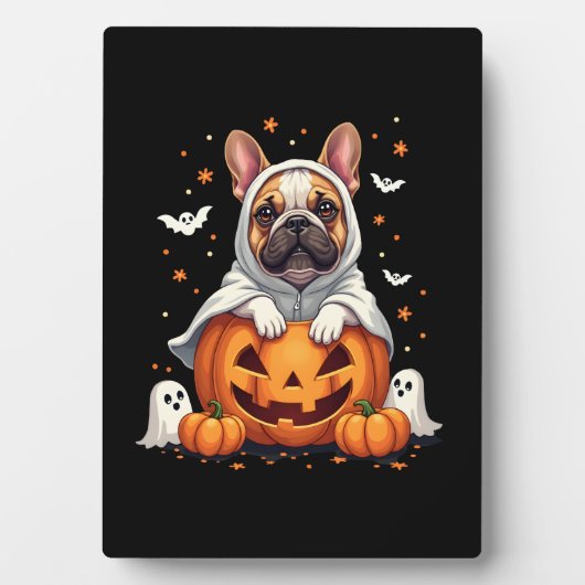 Funny English Bulldog Ghost Boo Halloween Womens M Fotoplaat (voorkant)
