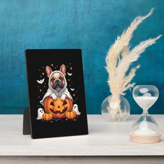 Funny English Bulldog Ghost Boo Halloween Womens M Fotoplaat (Zijkant)