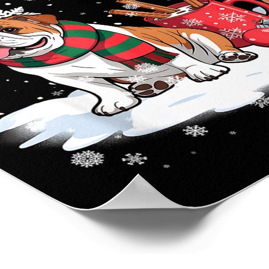 Funny English Bulldog In The Snow Tree Christmas W Poster (Hoek)