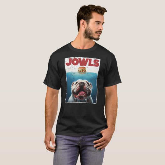 Funny English Bulldog Jowls British Bully Burger D T-shirt (Voorkant volledig)