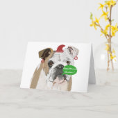Funny English Bulldog Kerstmis Kaart (Gele Bloem)