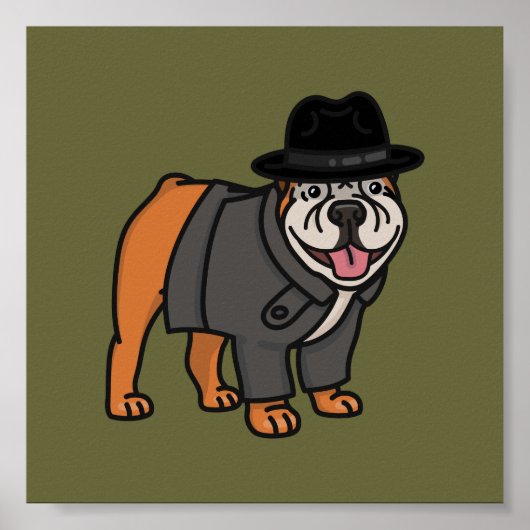 Funny English Bulldog rechercheur Poster (Voorkant)