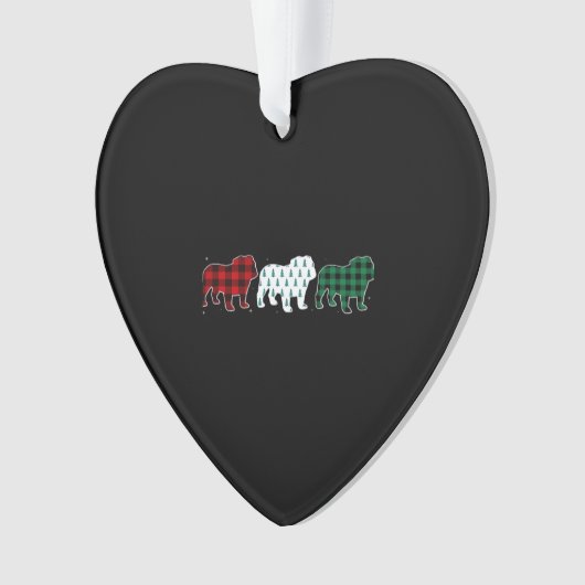 Funny English Bulldog Red Plaid Christmas Dog Love Ornament (voorkant)