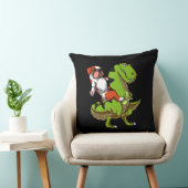 Funny English Bulldog Riding T-Rex Dinosaur Kussen (Stoel)