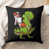 Funny English Bulldog Riding T-Rex Dinosaur Kussen (Deken)