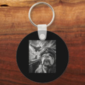 Funny English Bulldog Selfie Fighter Jet Lot Aviat Sleutelhanger (Voorkant)