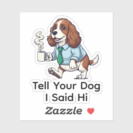 Funny English Cocker Spaniel Business Suit Coffee  Sticker (Vel)