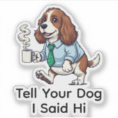 Funny English Cocker Spaniel Business Suit Coffee  Sticker (Voorkant)