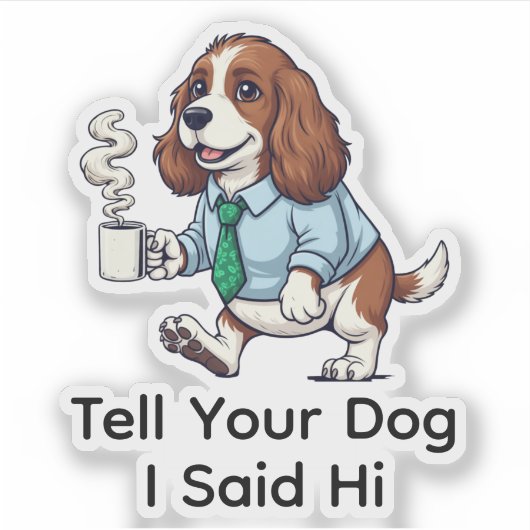Funny English Cocker Spaniel Business Suit Coffee  Sticker (Voorkant)