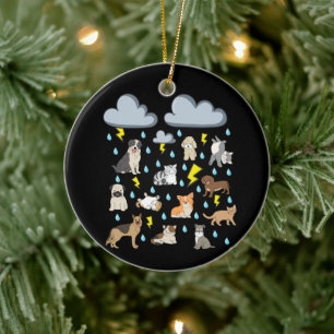 Funny English Idiom Raining Cats and Dogs Puppies Keramisch Ornament