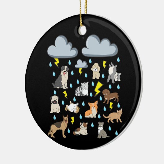 Funny English Idiom Raining Cats and Dogs Puppies Keramisch Ornament (Links)