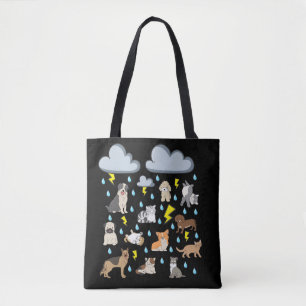 Funny English Idiom Raining Cats and Dogs Puppies Tote Bag