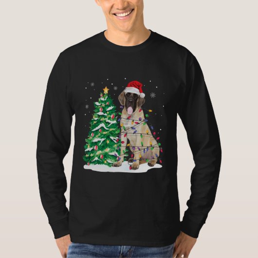 Funny English Mastiff Christmas Lights Shirt (Voorkant)