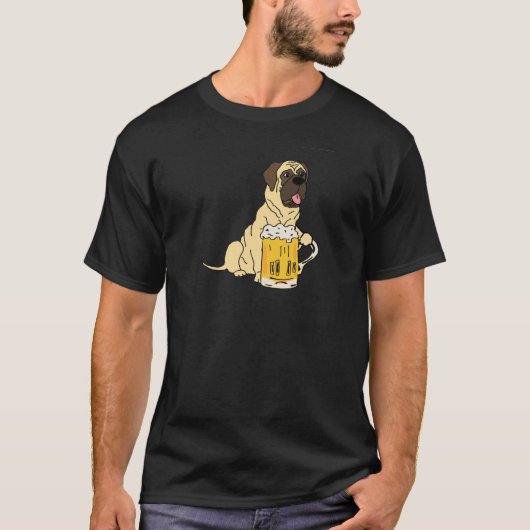 Funny English Mastiff Drink Beer T-shirt (Voorkant)