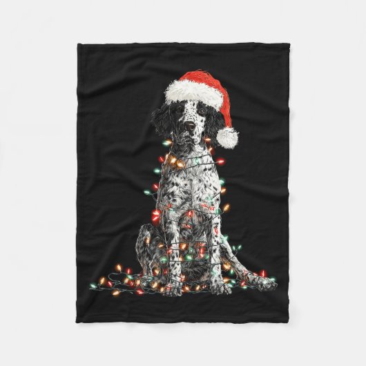 Funny English Setter Christmas Graphics Dog Lights Fleece Deken (Voorkant)