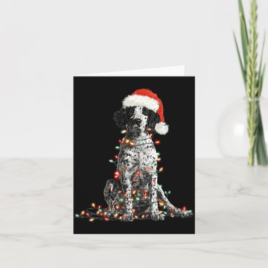 Funny English Setter Christmas Graphics Dog Lights Kaart (Voorkant)